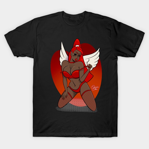 Coquettish Cupid T-Shirt by Jennifer Elder Art